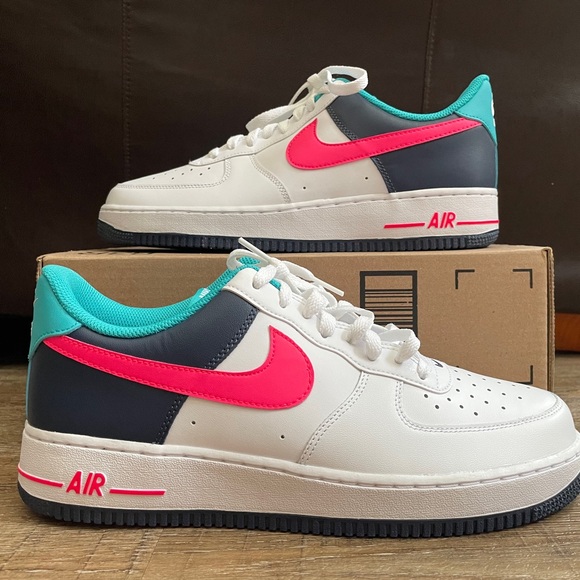 Nike Air Force 1 ‘07 White Racer Pink Thunder Blue Men’s Sz 10.5 HF4849-100 - Picture 1 of 6